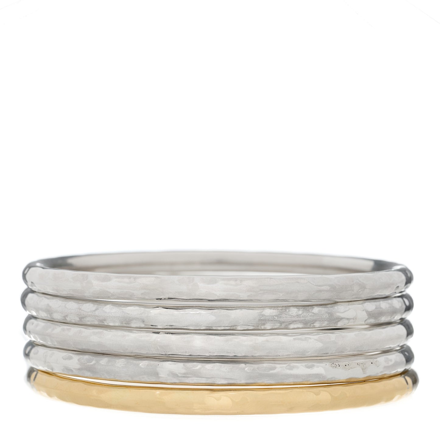 Sterling Silver 18K Yellow Gold Martellato Bangle Bracelet Set of 5