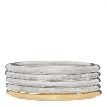 Roberto Coin Sterling Silver 18K Yellow Gold Martellato Bangle Bracelet Set of 5 1 of 4