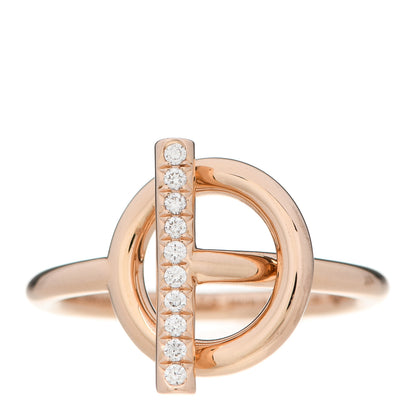 Hermes 18K Rose Gold Diamond PM Echappee Ring 53 6.5 1 of 7