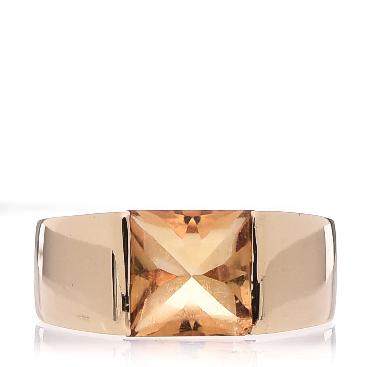 18K Yellow Gold Citrine Tank Ring 50 5.25