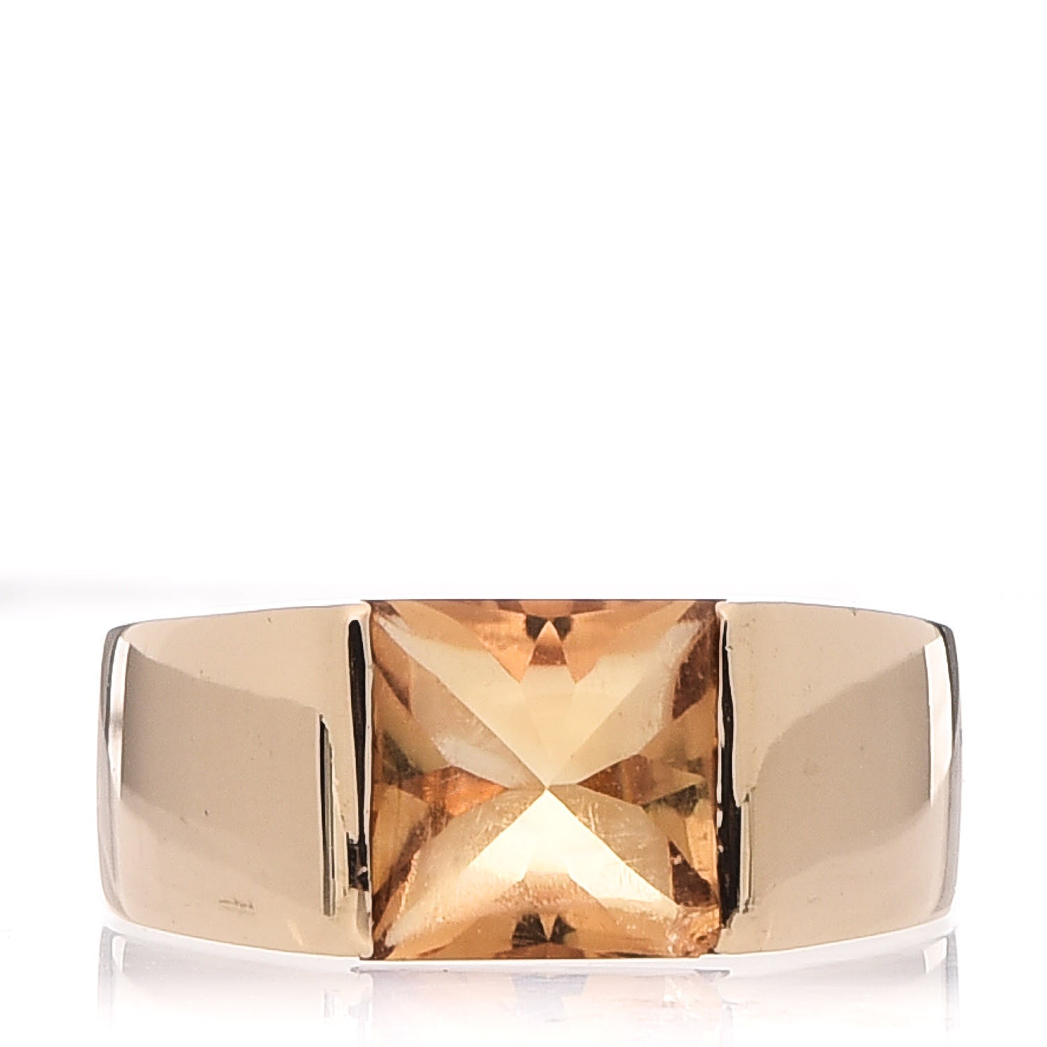 Cartier 18K Yellow Gold Citrine Tank Ring 50 5.25 1 of 7