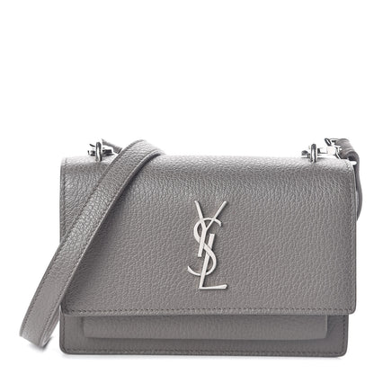 Saint Laurent Grained Calfskin Monogram Sunset Strap Wallet Fog 1 of 8