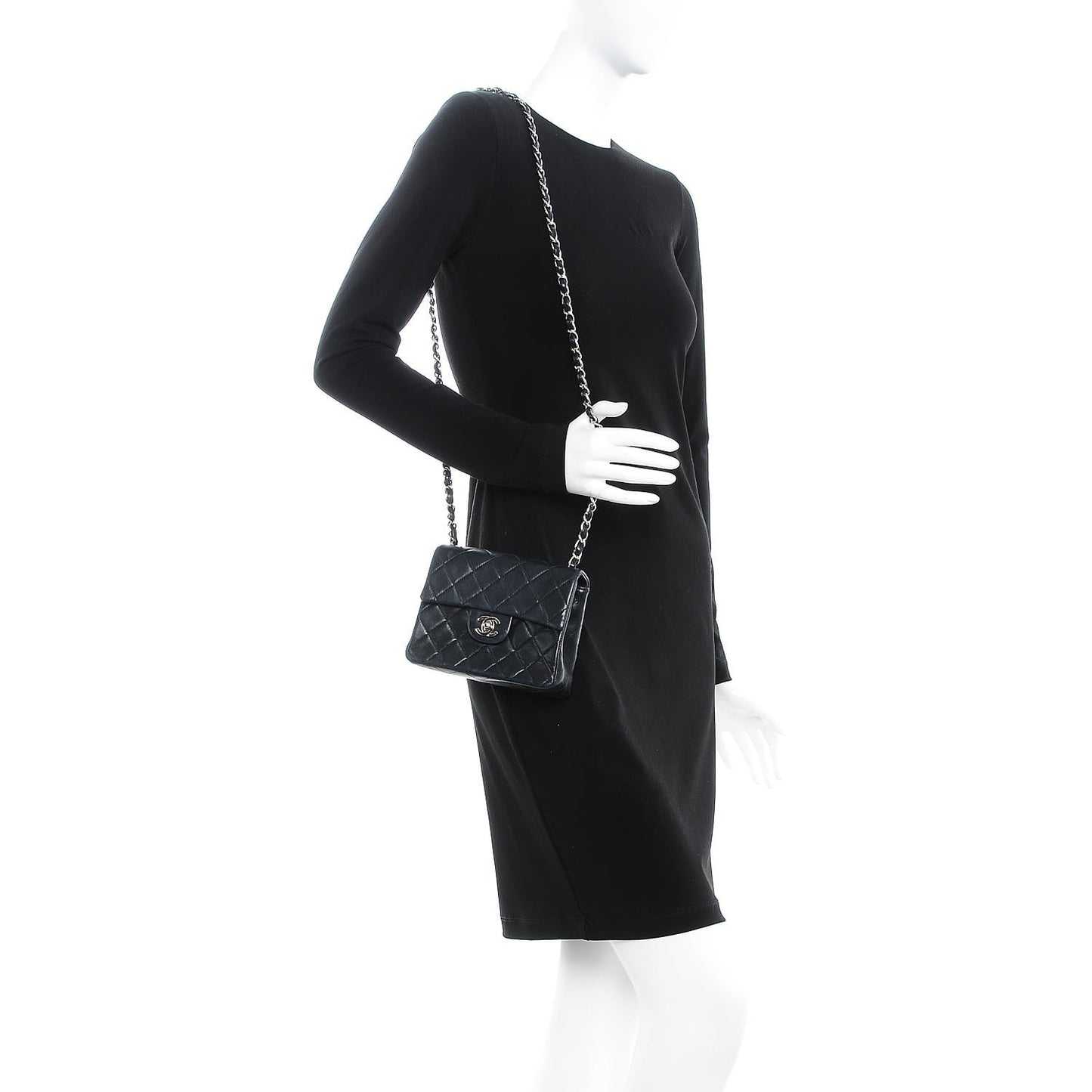 Lambskin Quilted Mini Square Flap Black