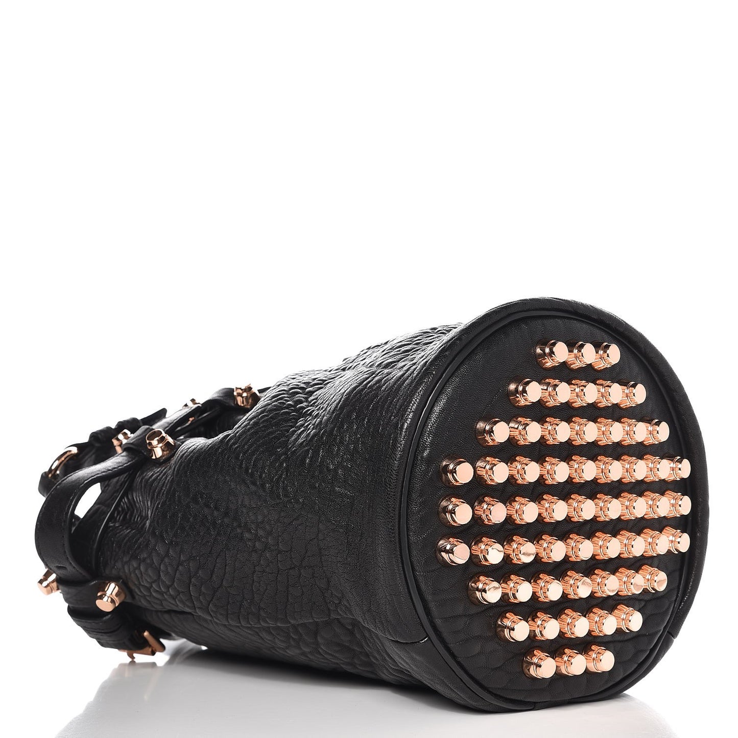 Pebbled Lambskin Diego Bucket Black Rose Gold Hardware