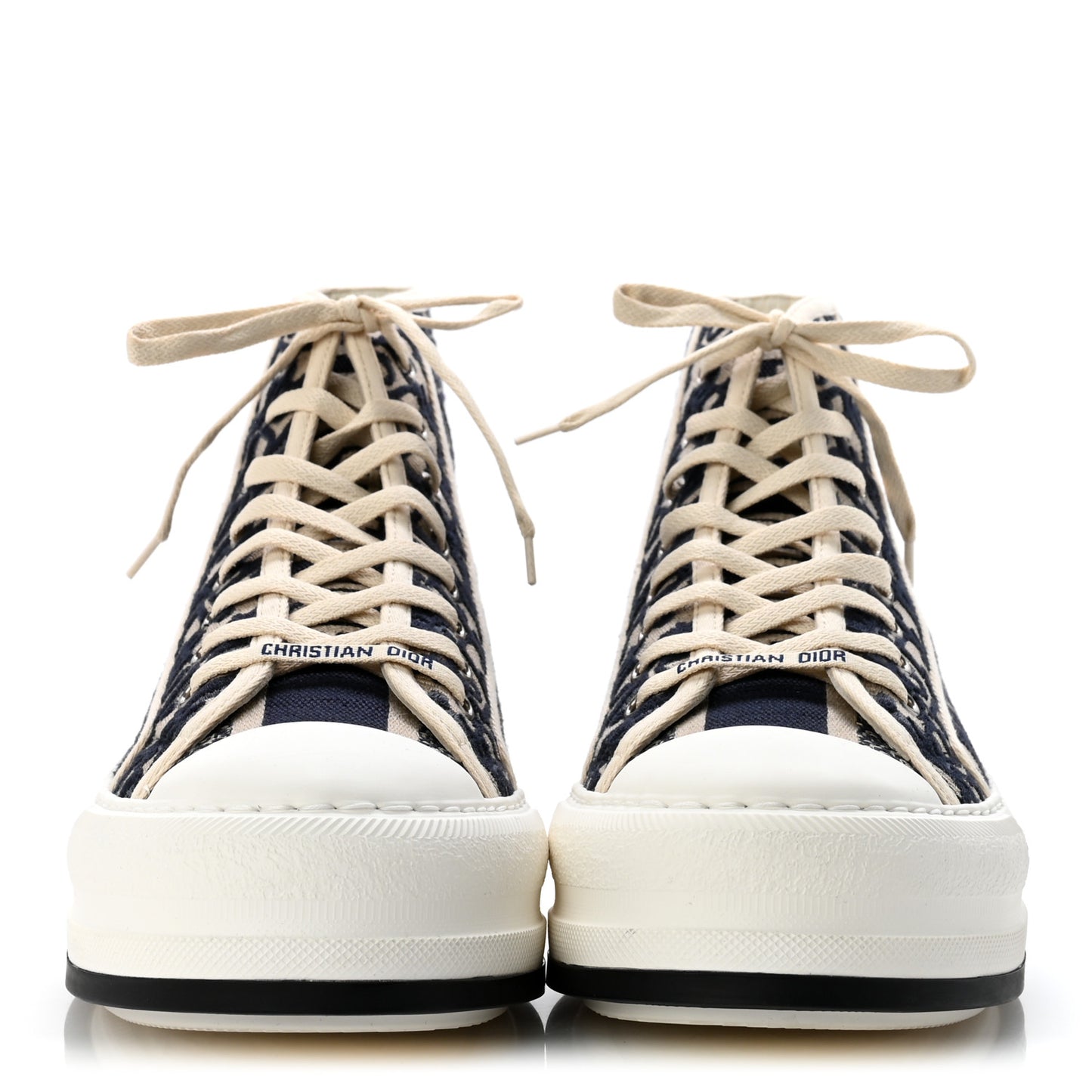 Technical Knit Calfskin Oblique Womens Walk'n Dior High Top Sneakers 41 Deep Blue