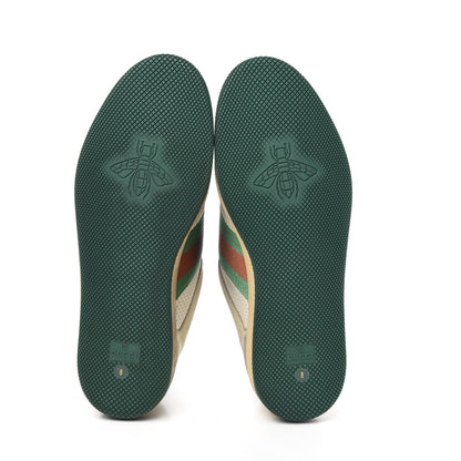 Gucci Nubuck Web Mens Screener Sneakers 8 Dusty Milk New Mystic White Vintage Green 5 of 8