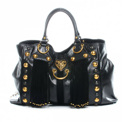 Gucci Leather Suede Fringe Large Babouska Tote Black 1 of 8