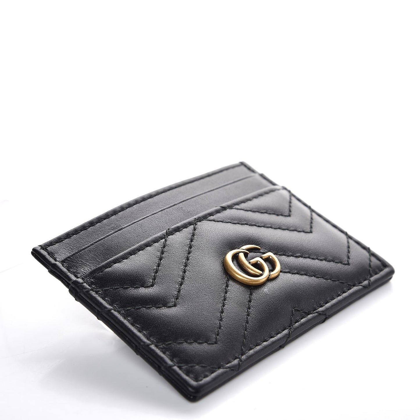 Calfskin Matelasse GG Marmont Card Holder Black