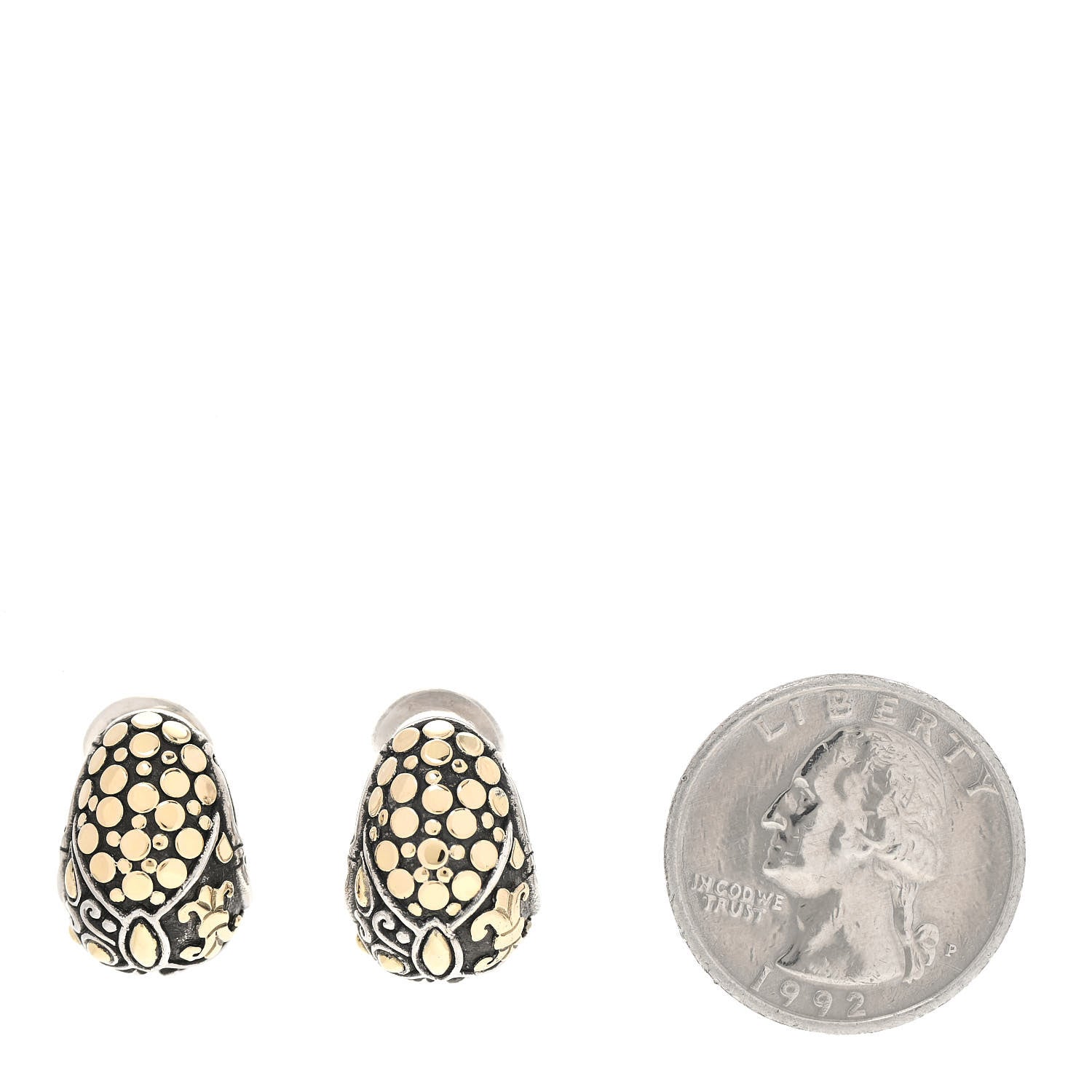 John Hardy Sterling Silver 18K Yellow Gold Buddha Belly Earrings 2 of 6