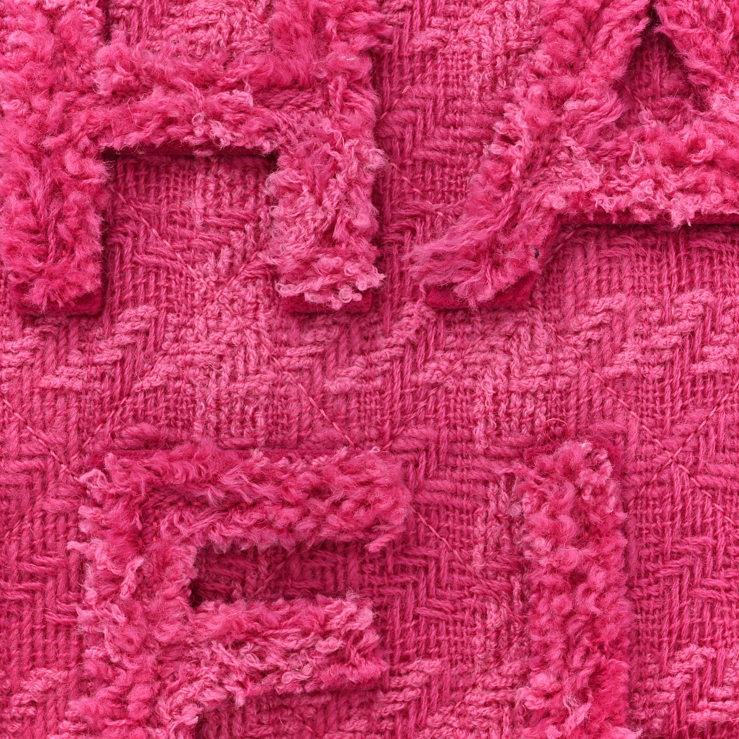 Wool Tweed Large Zipped Shopping Tote Pink