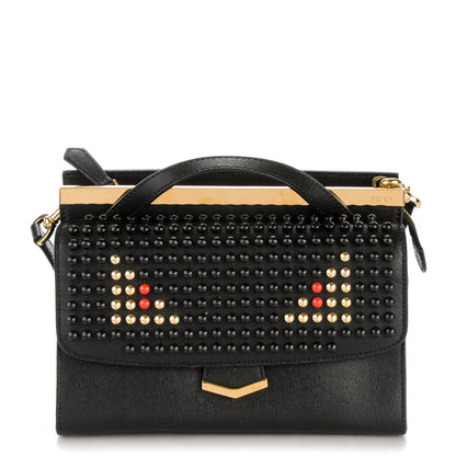Fendi Vitello Elite Studded Monster Mini Demi Jour Shoulder Bag Black 1 of 7