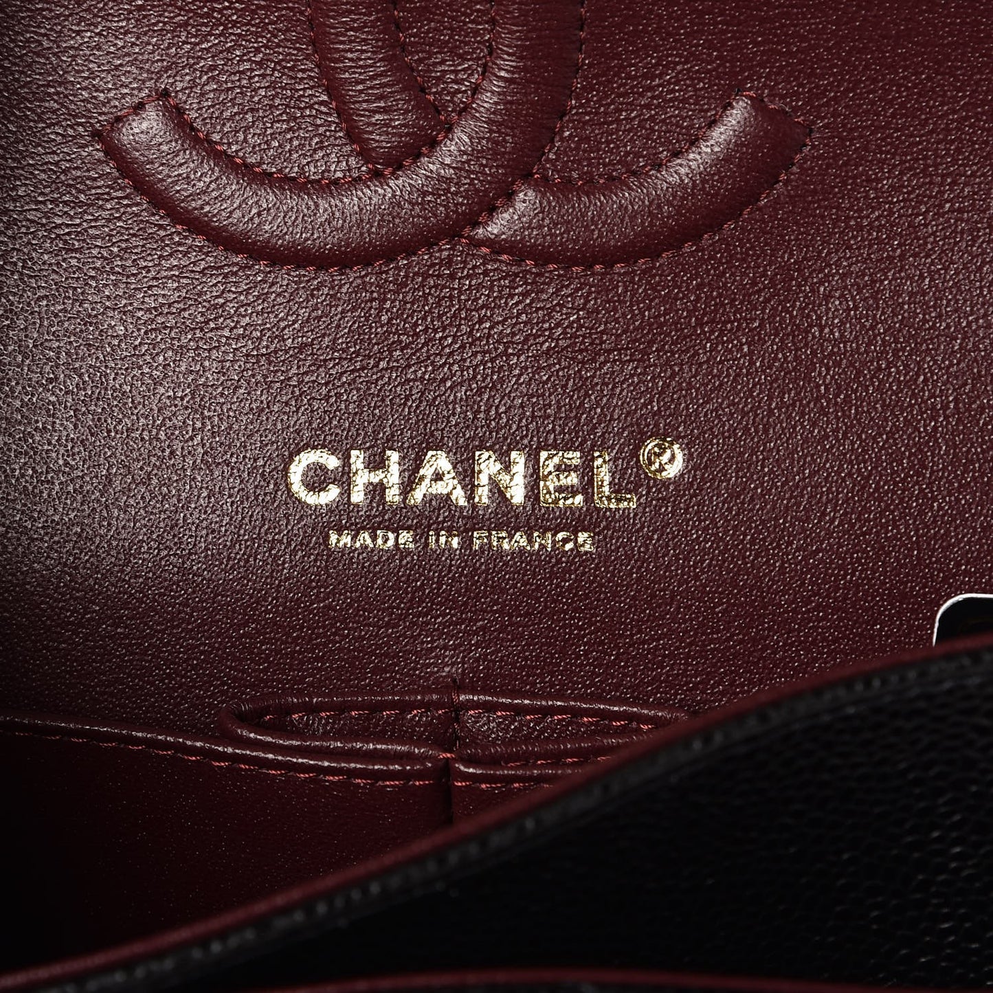 Caviar Quilted Medium Double Flap Black
