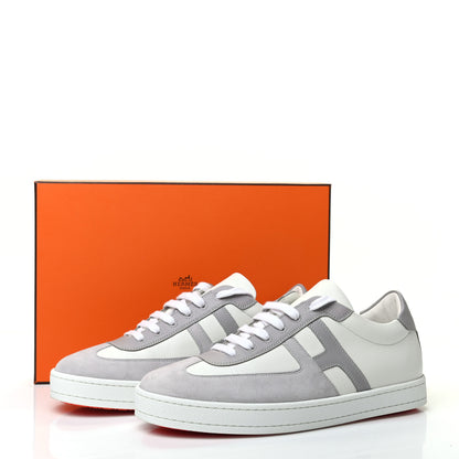 Hermes Epsom Suede Boomerang Sneakers 40 White Gris 8 of 8