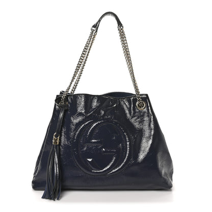 Gucci Vernice Naplack  Medium Soho Chain Shoulder Bag Uniform Blue 1 of 11
