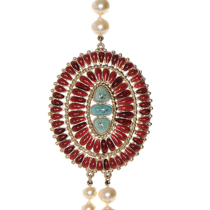 Chanel Graduated Pearl Gripoix Necklace Turquoise Burgundy 4 of 4