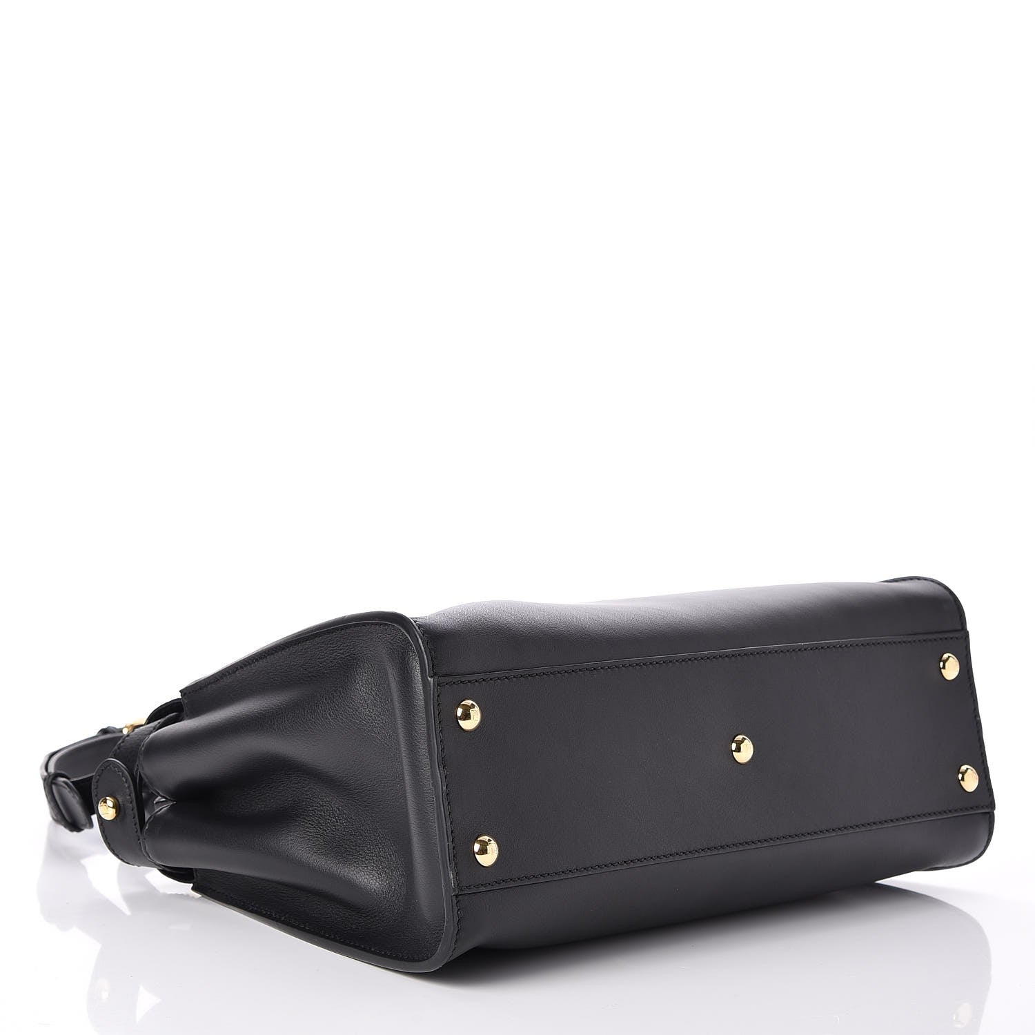 Fendi Vitello Seta Shiny Nappa Medium Peekaboo Iconic Satchel Black 4 of 7