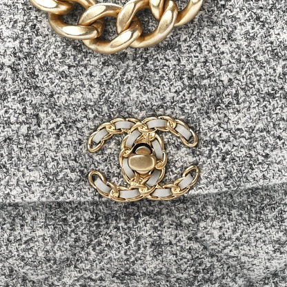 Chanel Tweed Quilted Large Chanel 19 Flap Grey 8 of 12