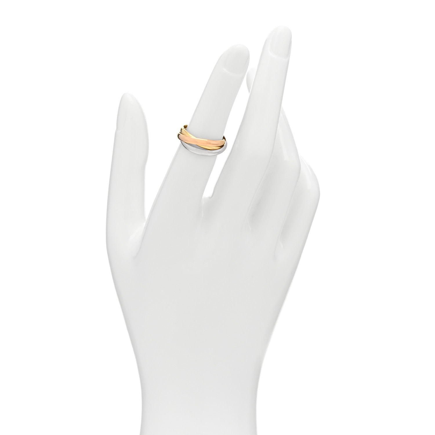 Cartier 18K Pink Yellow White Gold Small Trinity Ring 49 5 2 of 4