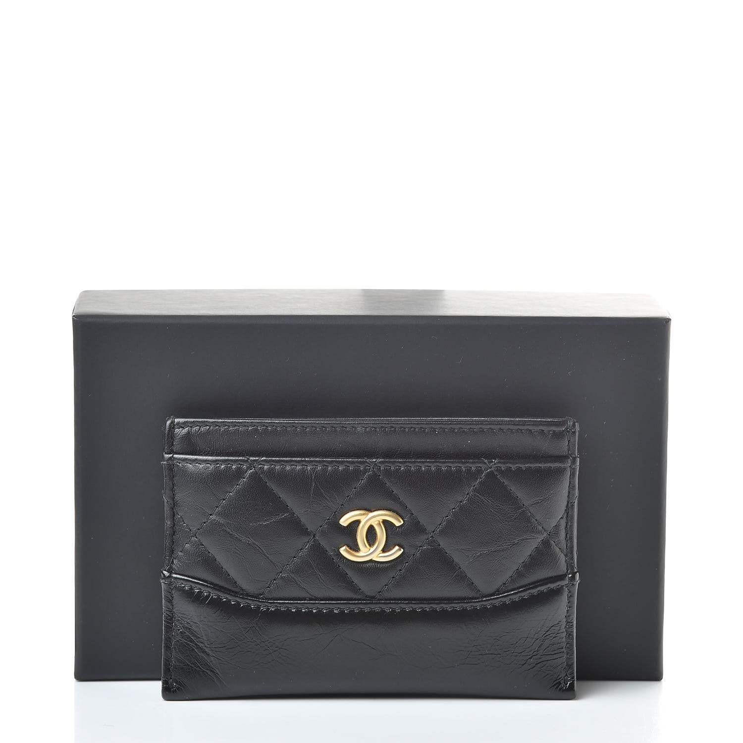 Chanel Aged Calfskin Quilted Gabrielle Card Holder Black 9 of 9
