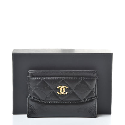 Chanel Aged Calfskin Quilted Gabrielle Card Holder Black 9 of 9