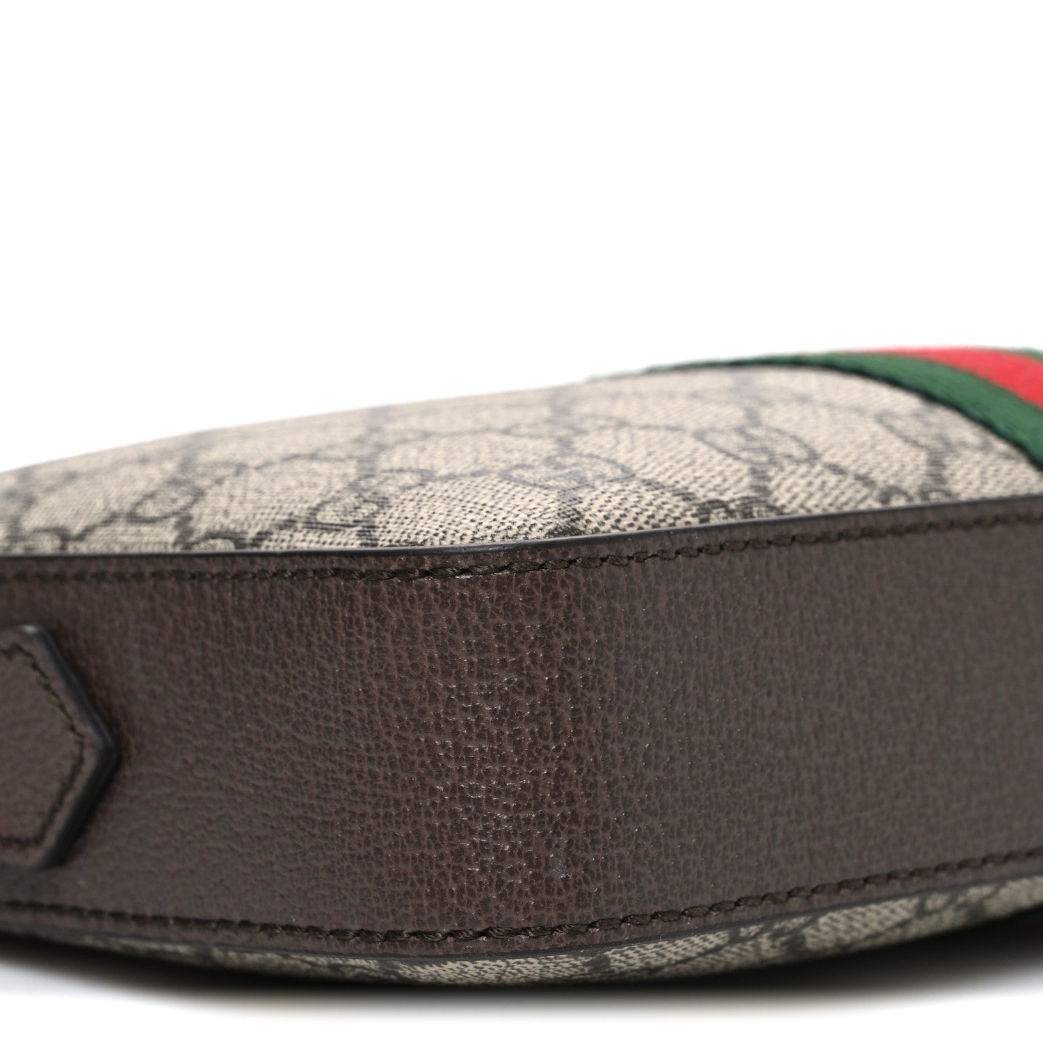 Gucci GG Supreme Monogram Textured Dollar Calfskin Web Ophidia Wristlet Shoulder Bag Beige Ebony New Acero 9 of 10