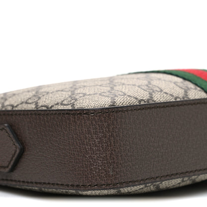 Gucci GG Supreme Monogram Textured Dollar Calfskin Web Ophidia Wristlet Shoulder Bag Beige Ebony New Acero 9 of 10