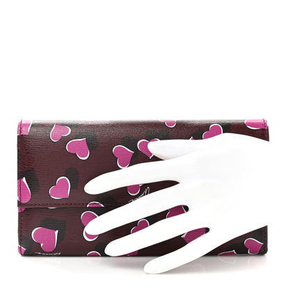Gucci Calfskin Heartbeat Print Flap Wallet New Wine 2 of 9