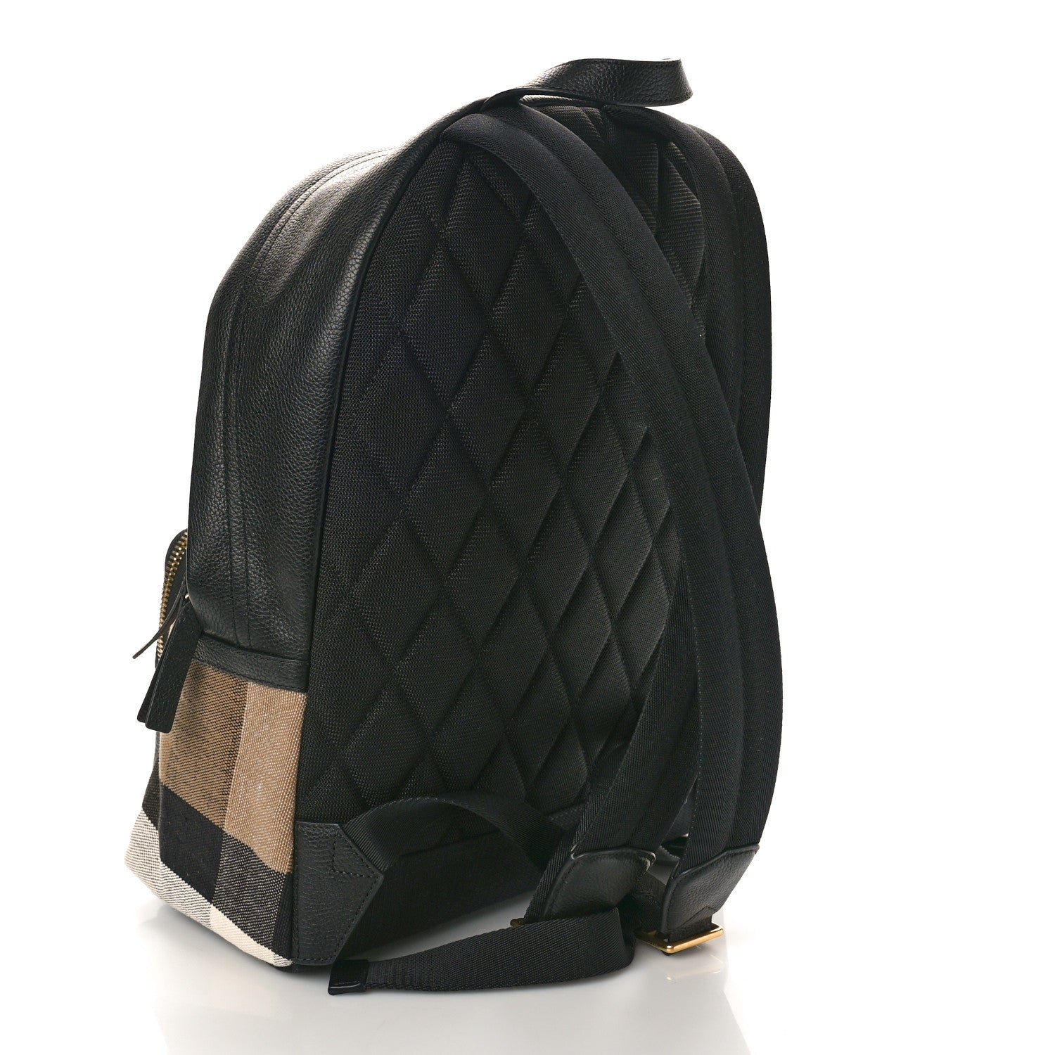 Burberry Mega Check Calfskin Abbeydale Simple Backpack Black Camel 3 of 9
