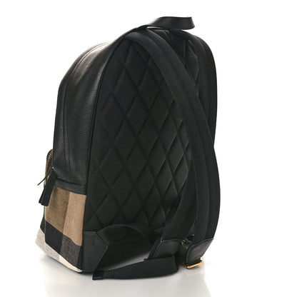Burberry Mega Check Calfskin Abbeydale Simple Backpack Black Camel 3 of 9