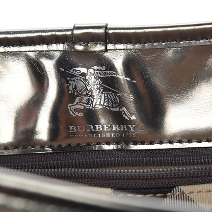 Burberry Patent Nova Check Shopper Tote Nickel 7 of 18