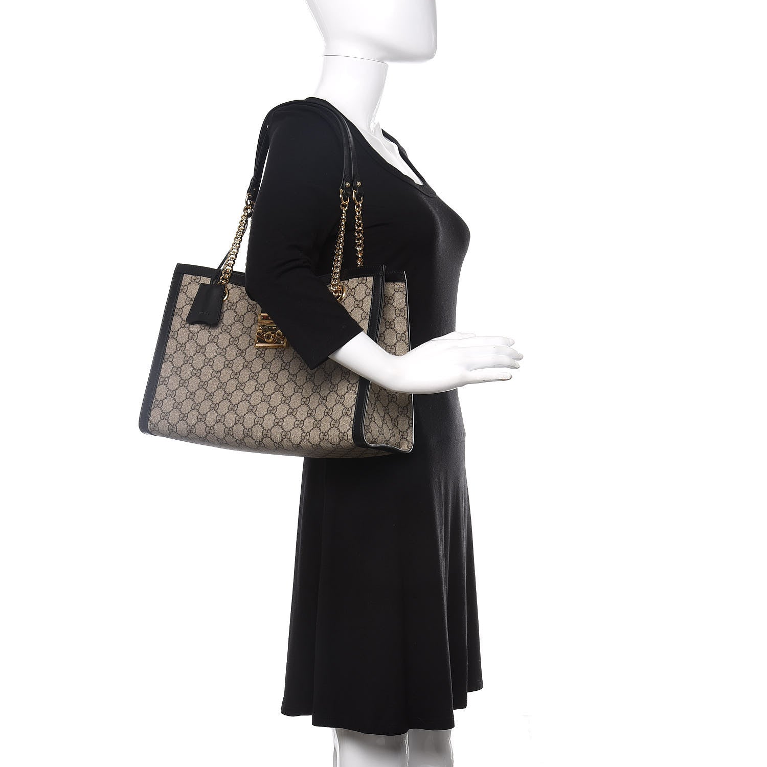 Gucci GG Supreme Monogram Medium Padlock Tote Black 2 of 11