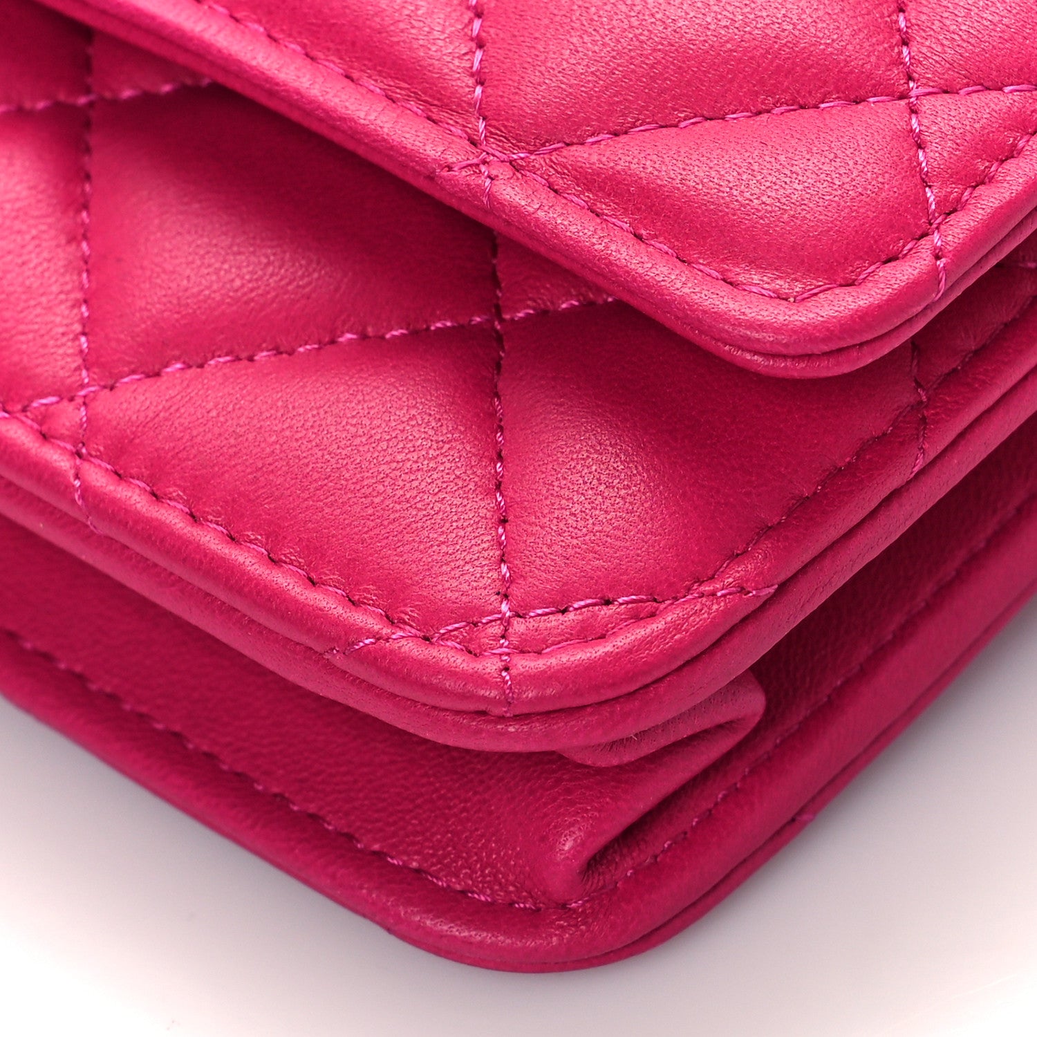 Chanel Lambskin Quilted CC Pearl Crush Wallet on Chain WOC Dark Pink 9 of 11