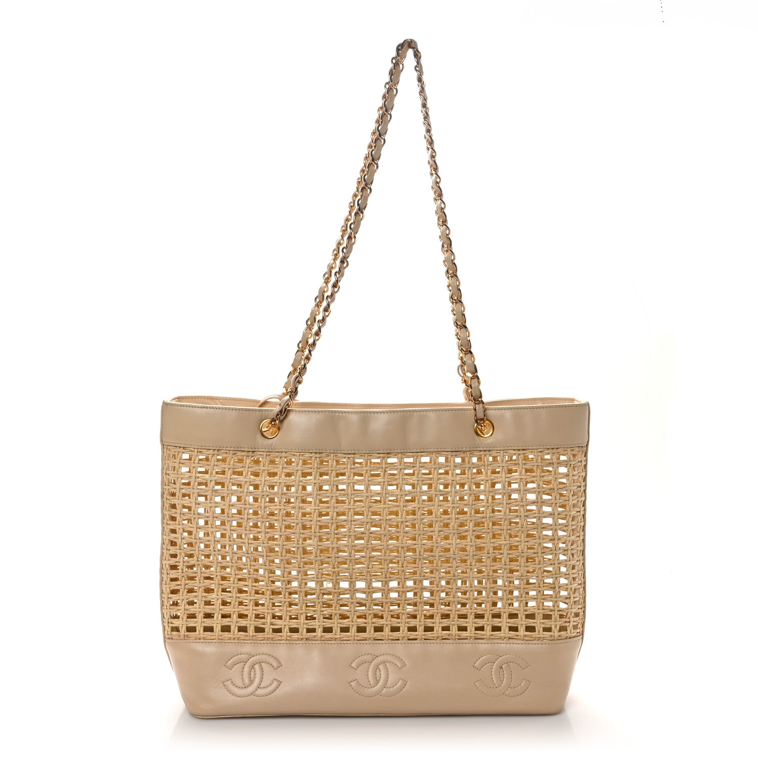 Chanel Lambskin Straw CC Tote Beige 1 of 10