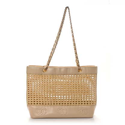 Chanel Lambskin Straw CC Tote Beige 1 of 10