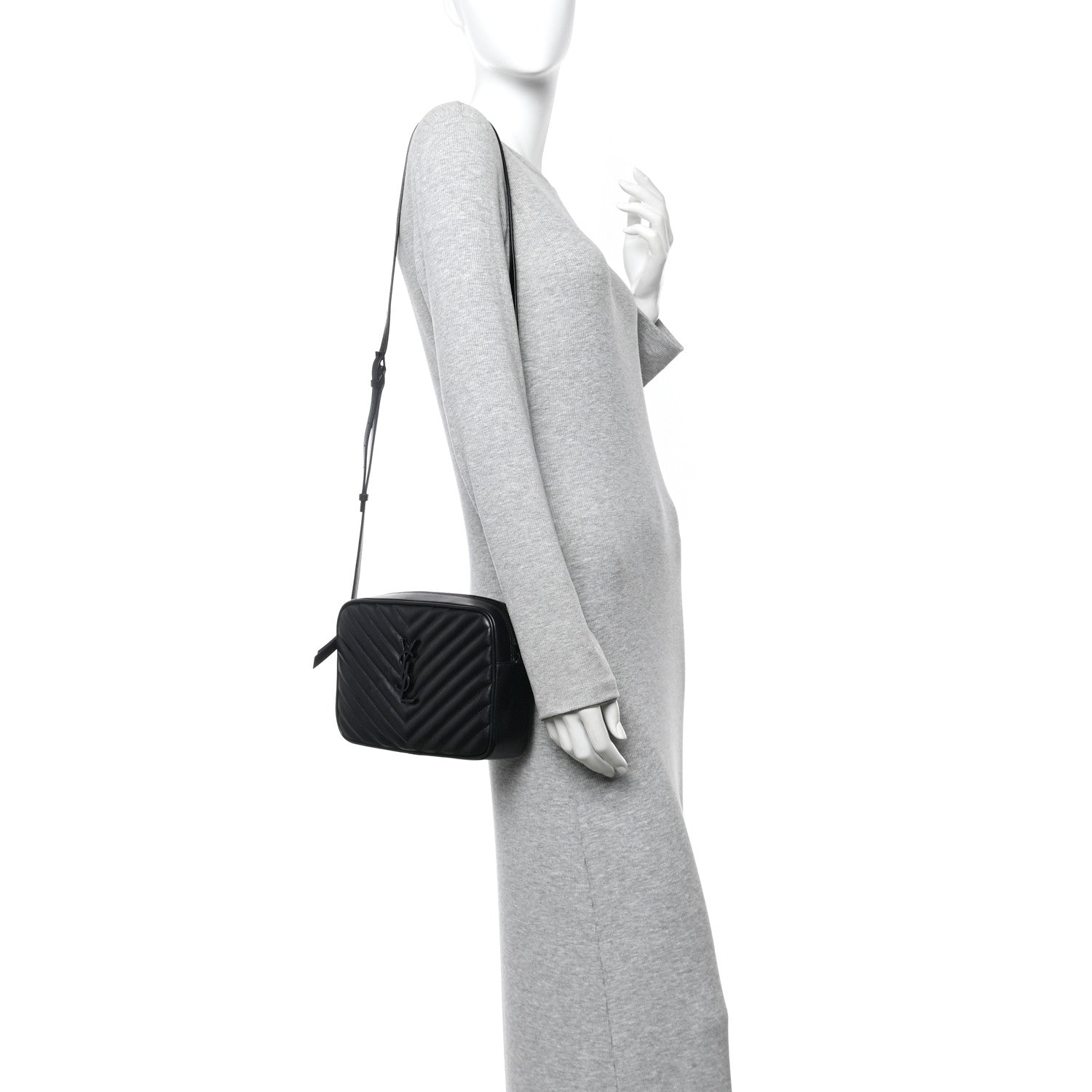 Saint Laurent Calfskin Matelasse Monogram Monochrome Lou Camera Bag Black 2 of 10