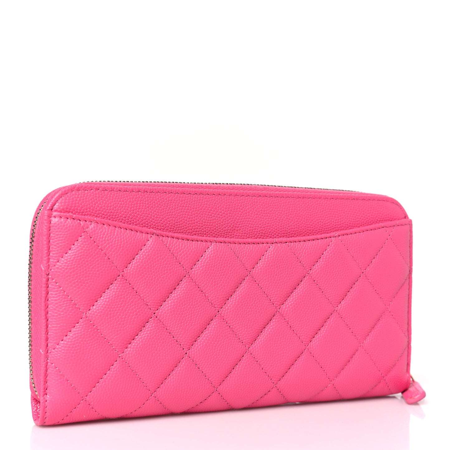 Caviar Quilted Large Gusset Zip Around Wallet Rose