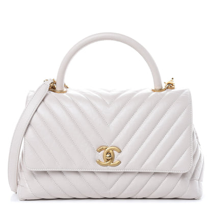 Chanel Aged Calfskin Chevron Quilted Small Coco Handle Flap Rose Pale 1 of 10