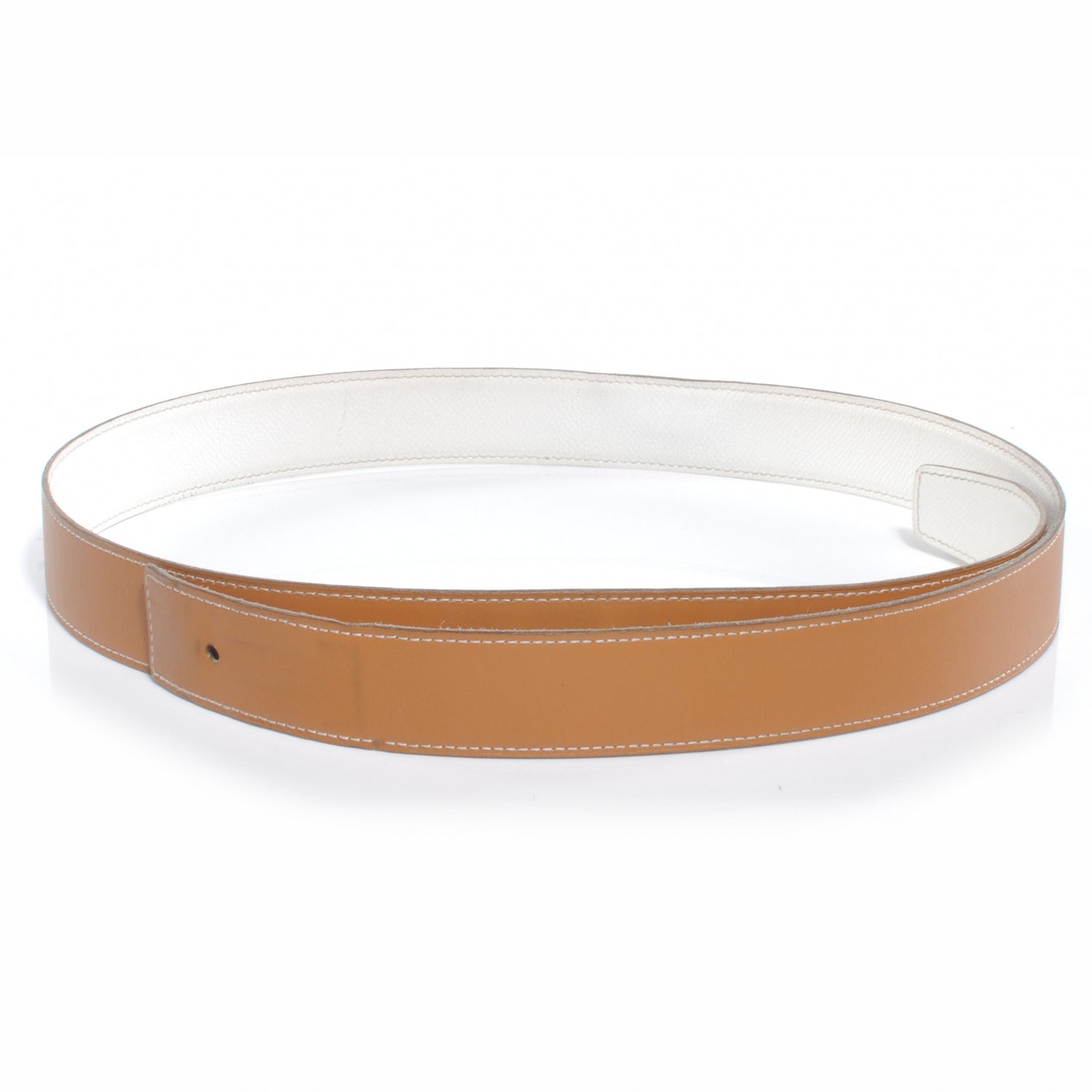 Hermes Chamonix Epsom Reversible Belt Strap 100 Natural Blanc 1 of 5