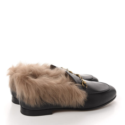 Gucci Malaga Kid Fur Womens Jordaan Loafers 40 Black Natural 4 of 9