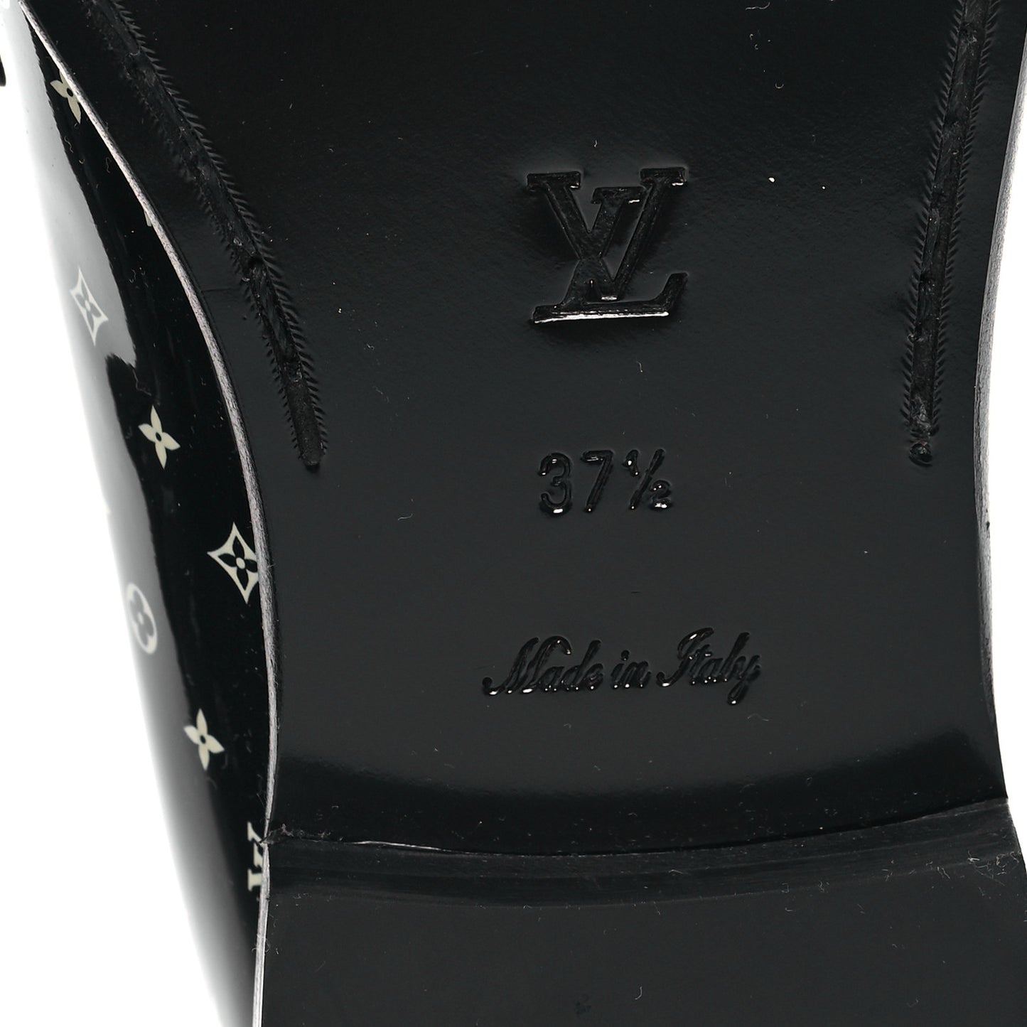 Patent Calfskin Monogram Chess Flat Loafer 37.5 Black