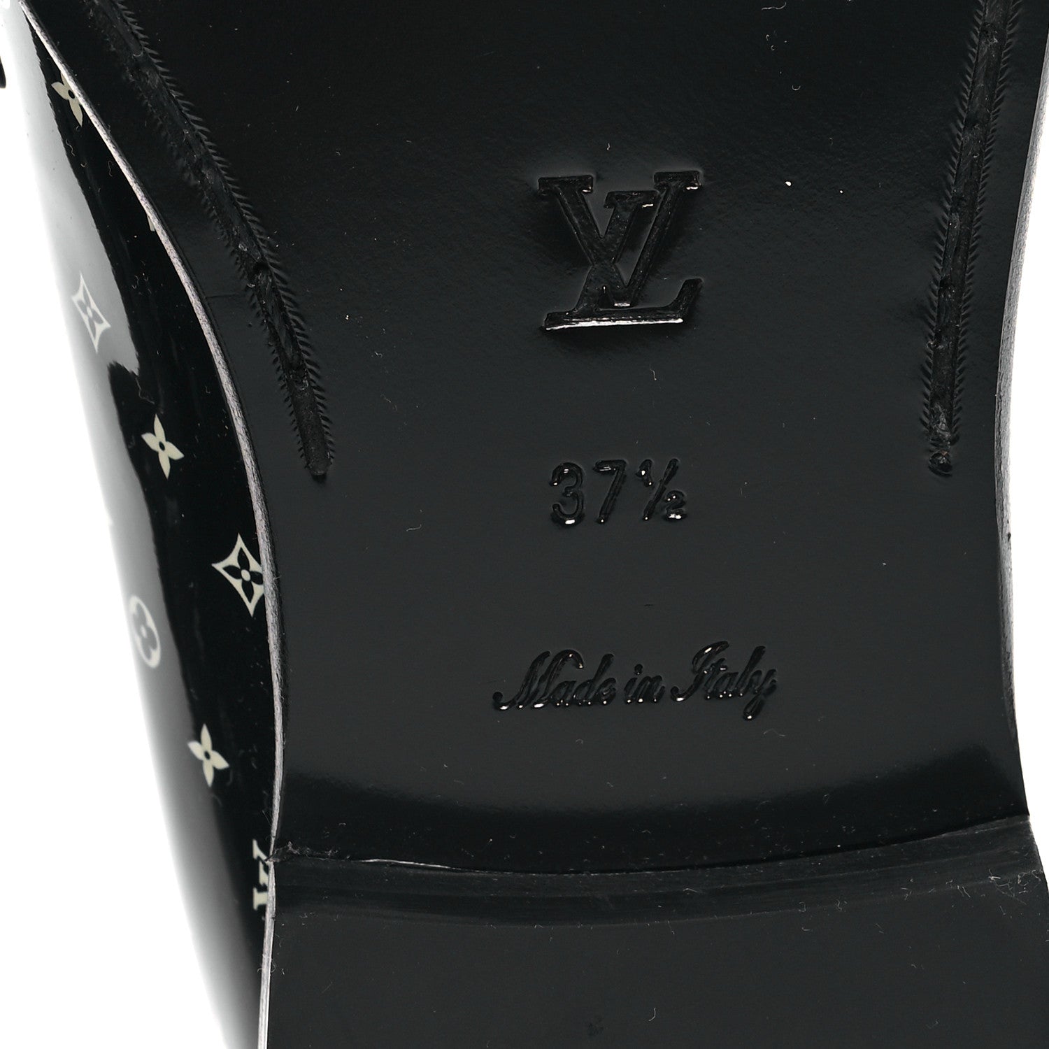 Louis Vuitton Patent Calfskin Monogram Chess Flat Loafer 37.5 Black 6 of 8