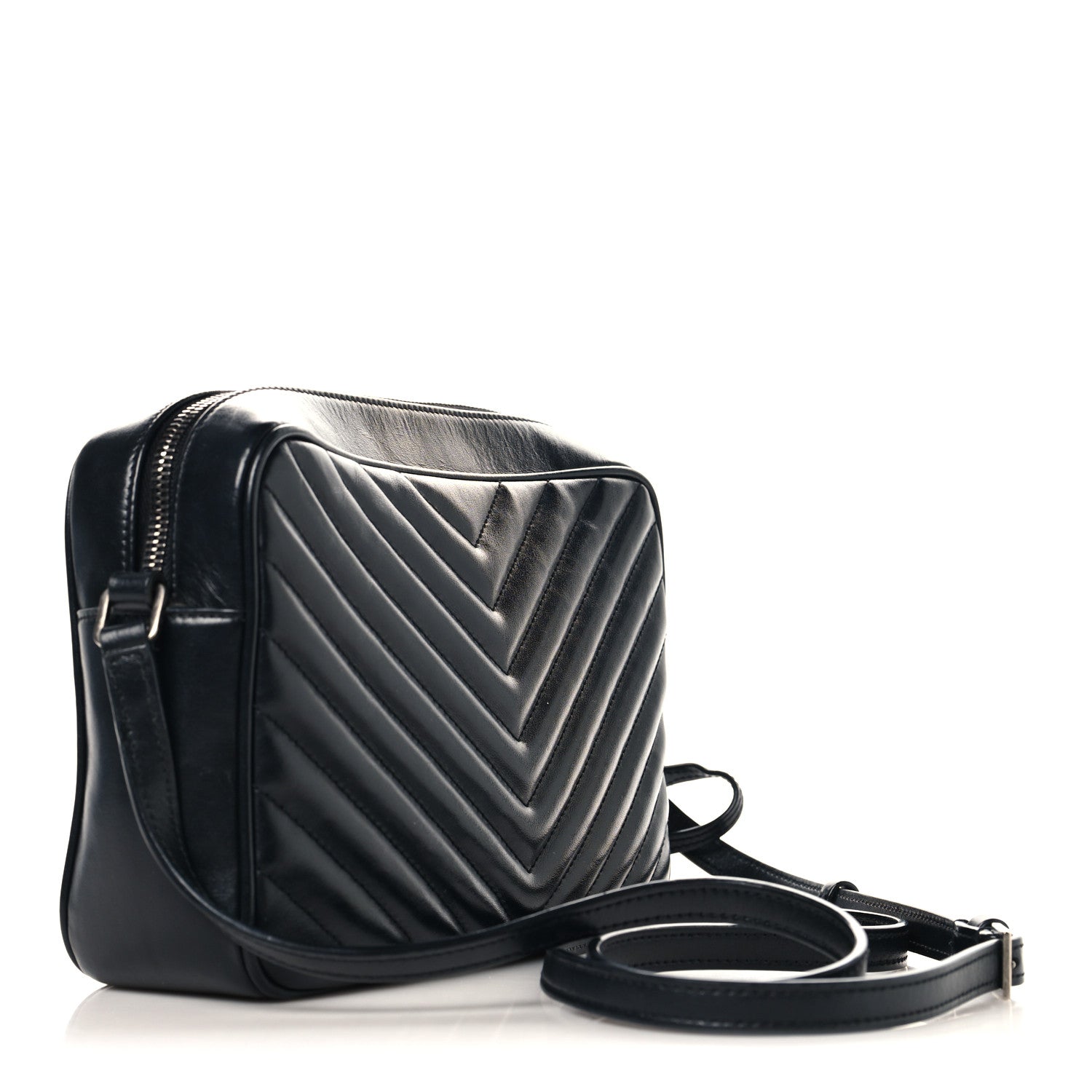 Saint Laurent Calfskin Matelasse Monogram Lou Camera Bag Black 3 of 12