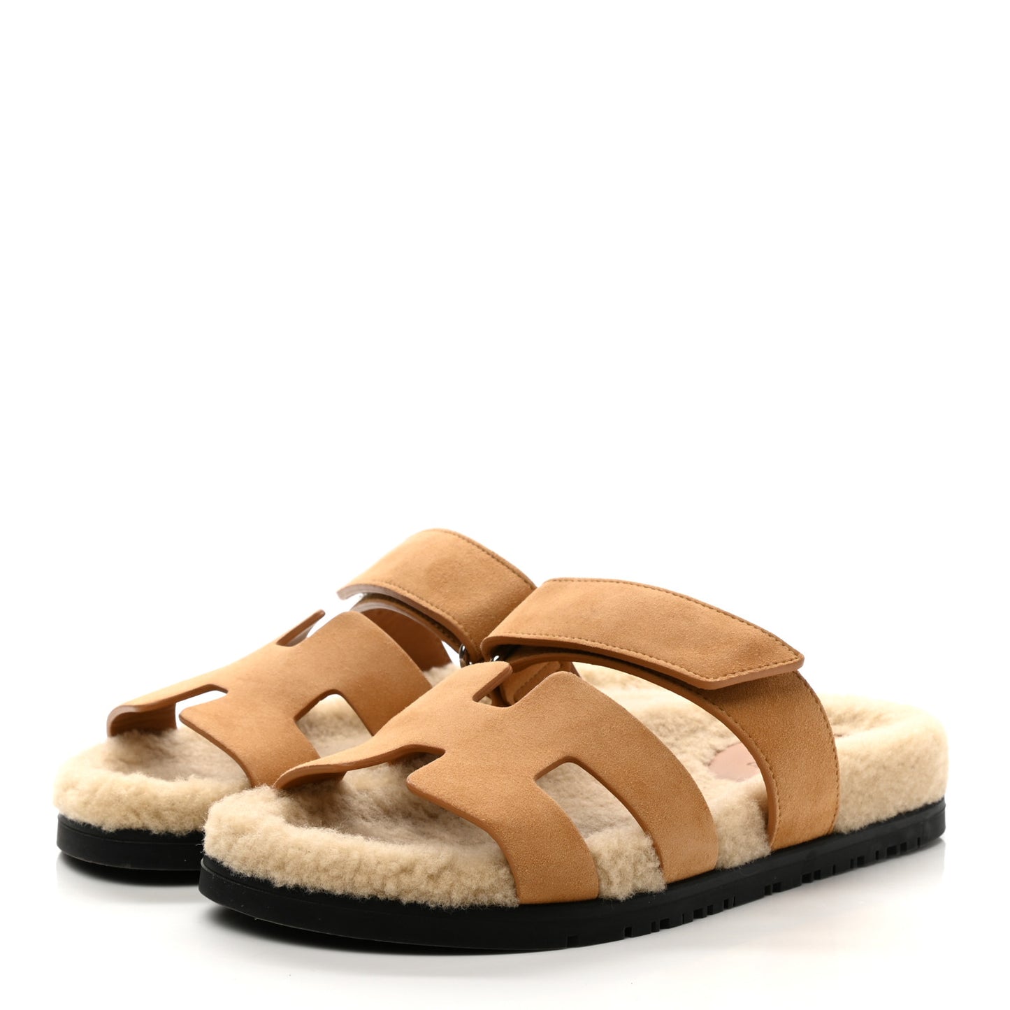 Suede Goatskin Woolskin Womens Chypre Sandals 37 Golden Beige