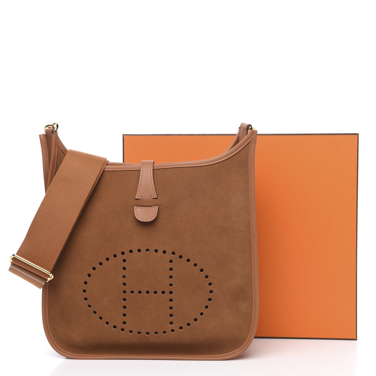 Hermes Grizzly Calfskin Swift Evelyne III PM Chamois Gold 10 of 10