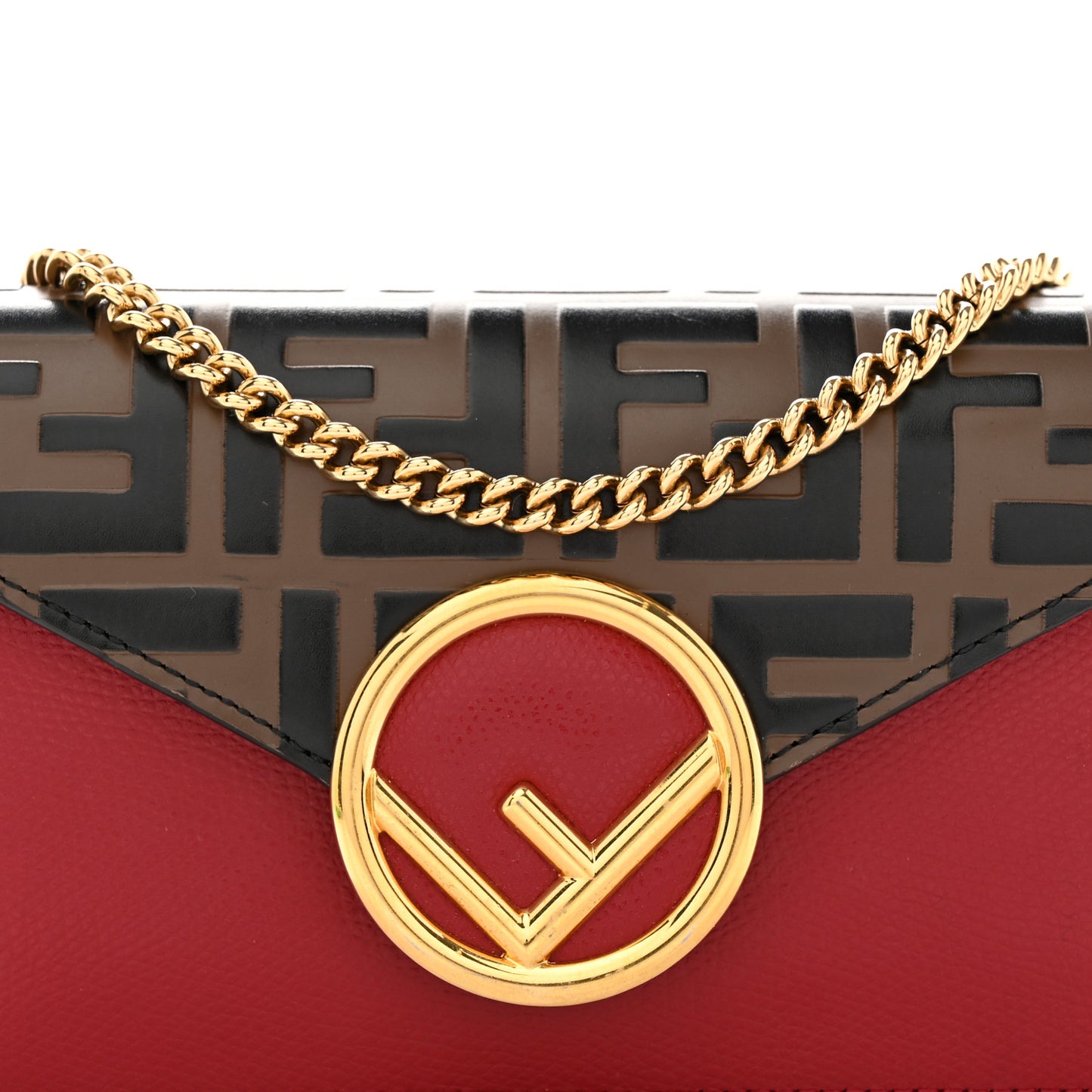Vitello Cruise F is Fendi Bi-Color FF 1974 Embossed Envelope Belt Bag Maya Black Fragola