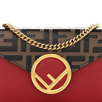 Fendi Vitello Cruise F is Fendi Bi-Color FF 1974 Embossed Envelope Belt Bag Maya Black Fragola 9 of 14