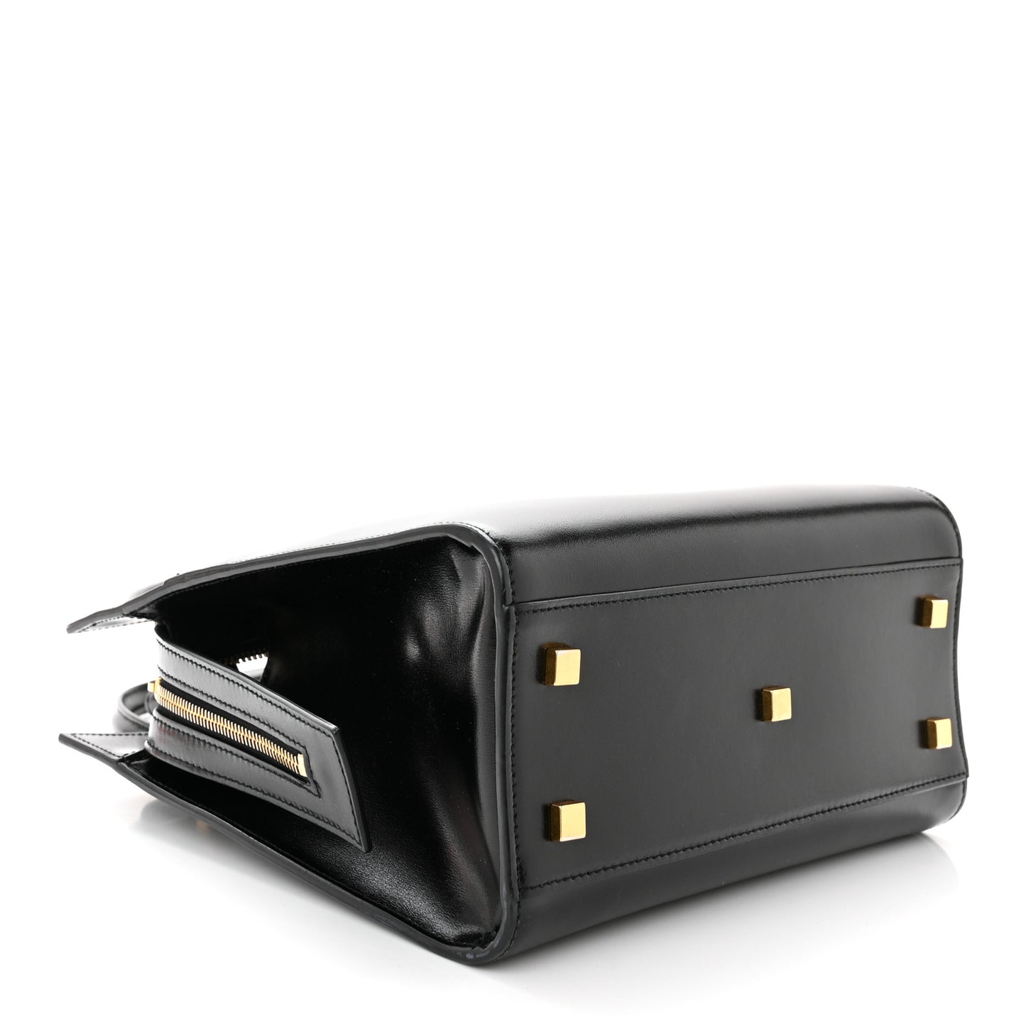 SAINT LAURENT Shiny Calfskin Small Uptown Tote Black