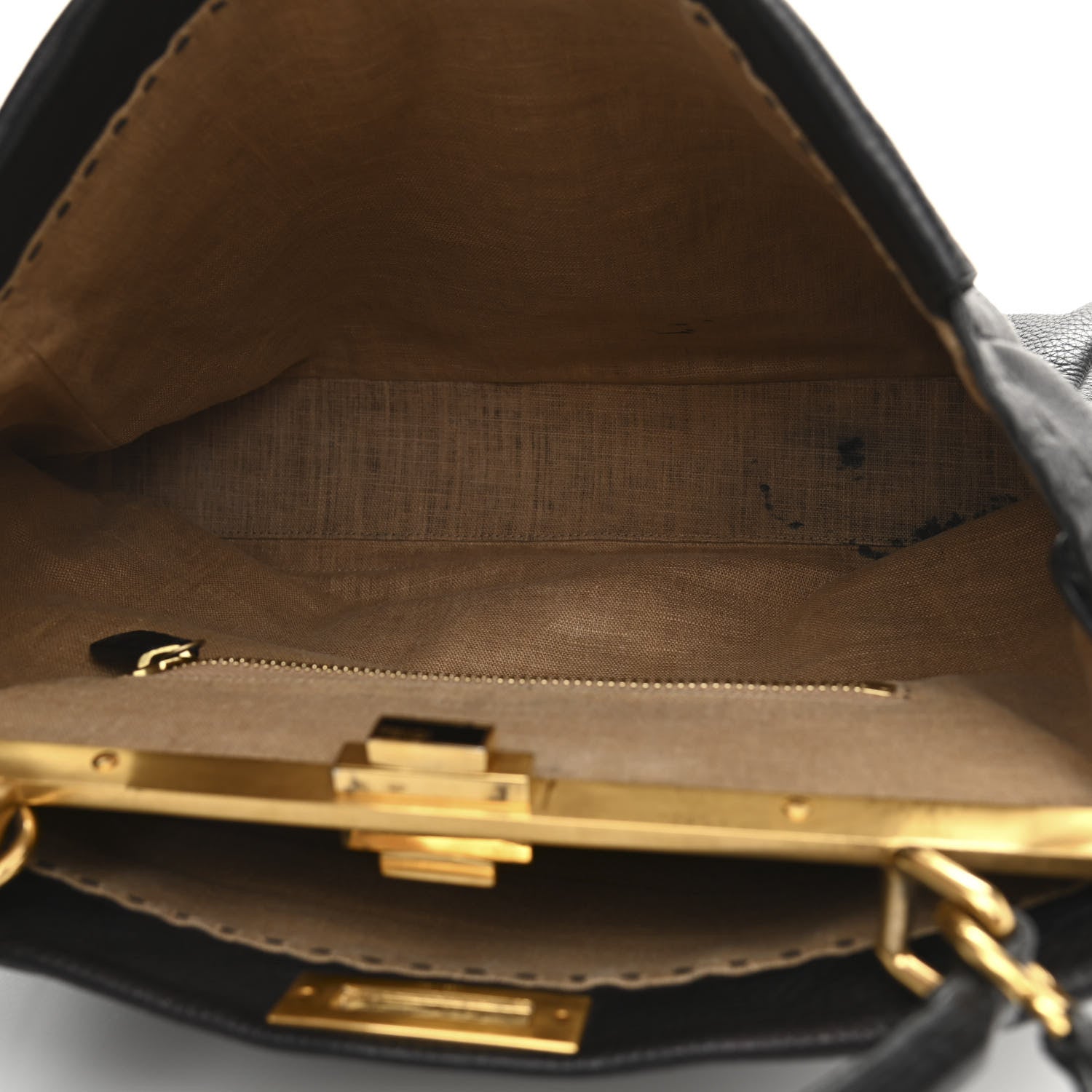 Fendi Cuoio Romano Selleria Large Peekaboo Iconic Satchel Black Moro 8 of 16