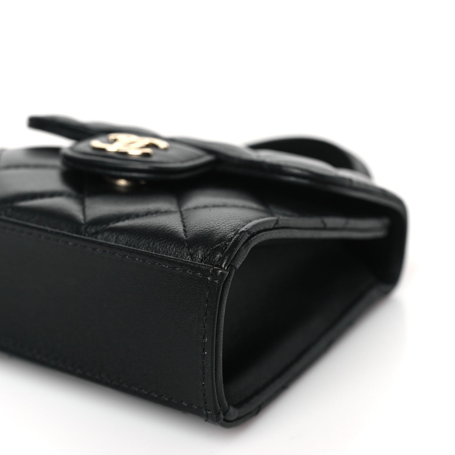 Chanel Lambskin Quilted Top Handle Flap Clutch With Chain Black 9 of 9