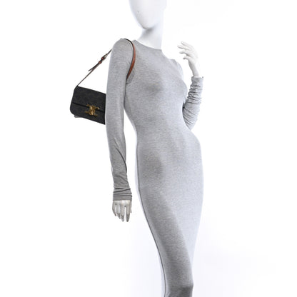 Celine Canvas Calfskin Triomphe Shoulder Bag Tan 2 of 10